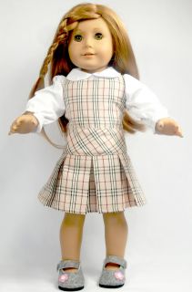 2pcs Doll Clothes Outfit Plaid Skirt 18 american girl new PS02