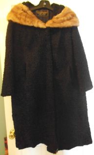 Vintage Stawbridge & Clothier Fur Salon Black Persian Lamb Mink Collar