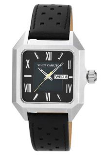 Vince Camuto Square Dial Leather Strap Watch, 39mm