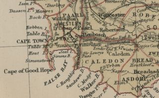Cape Colony; South Africa Authentic 1889 Map showing Cities