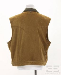 Robert Comstock Brown Suede & Grey Alpaca Zip Front Vest Size 10