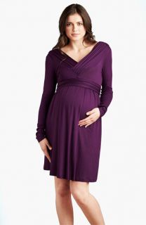Maternal America Maternity Belted V Neck Dress