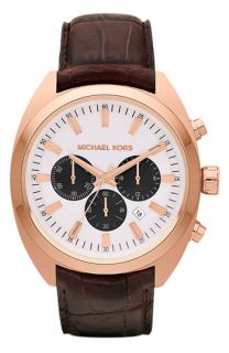 Michael Kors Dean Chronograph Leather Strap Watch