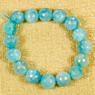 8mm 16pcs Aquamarine Color Natural Quartz Faceted Beads