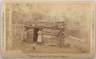 1890s Photograph North Carolina Black Americana Log Cabin