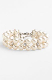 Majorica Double Row Pearl & Cubic Zirconia Bracelet