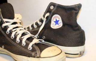 VINTAGE CHUCK TAYLOR CONVERSE ALL STARS BLACK HIGH TOPS SZ. 13 MADE IN