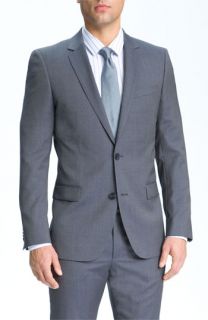 HUGO Astro Hill Charcoal Grey Deco Stripe Wool Suit