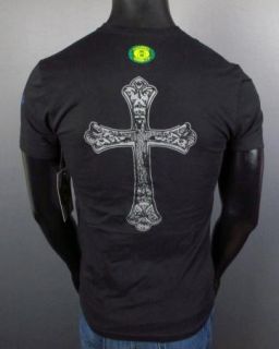 Mens Hard 8 T Shirt with Studs Confess with Crosses