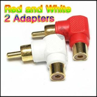 90 Degree 2 RCA Male to Female Adapters Gold Connector Plug