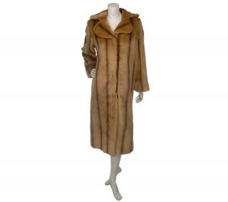 Dennis Basso Full Length Striped Faux Fur Coat —