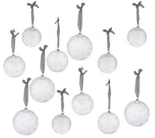 Set of 12 Etched Glass Ornaments by Valerie