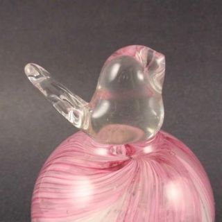 Pink White Swirled Glass Paperweight Bird Jack Conner