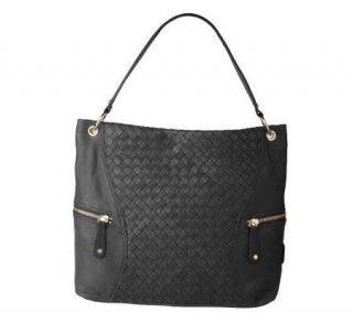 Maxx New York Nappa Leather Woven Hobo with Side Zip Pockets
