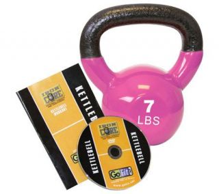 GoFit Premium Kettlebell with Training DVD (7 lbs/Magenta) —