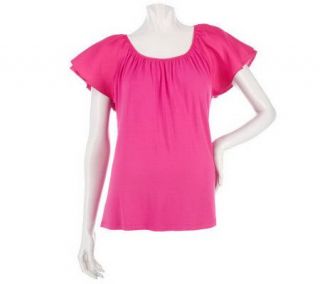 Elisabeth Hasselbeck Knit Top with Layered Flutter Sleeves —