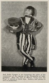 1923 Print Jackie Coogan Uncle Sam Silent Film Actor Original Historic