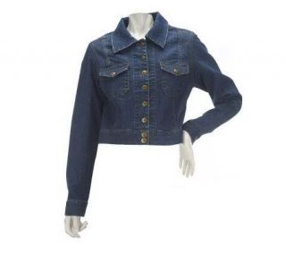 DASH by Kardashian Denim Jacket with Pockets & Button Detail