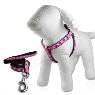 10 14 GIRTH Pink Doggie Nylon Comfort Dog Harness Collar XS Small