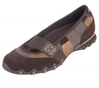 Skechers Leather and Fabric Slip on Patchwork Skimmer Shoes — 