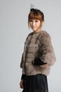 Color New Style Womens Real Rabbit Fur Winter Short Warm Jacket