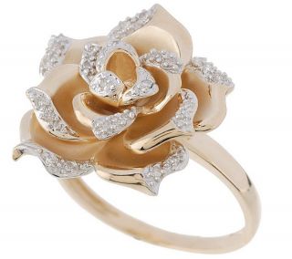 Diamond Accent Dimensional Rose Ring 14K Gold —