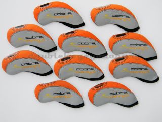 10 Cobra Amp Golf Iron Headcovers New Orange Grey Neoprene Covers