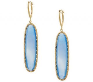 VicenzaGold Large Elongated Chalcedony Dangle Earrings 14K Gold