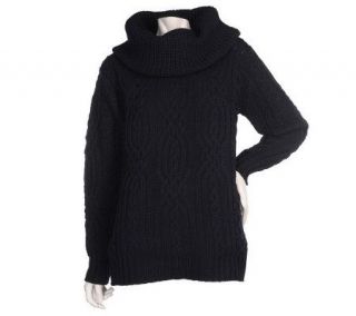 Aran Craft Merino Wool Cowl Neck Sweater —