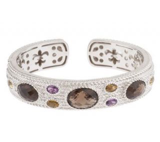 Judith Ripka Sterling 15.00 cttw Multi gemstone Hinged Cuff — 