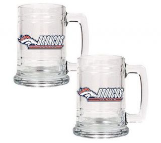 NFL Denver Broncos 15 oz Glass Tankard   Set of2 —