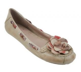 BareTraps Nictoria Leather Moccasins w/ Flower Detail —