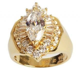 Diamonique Sterling or 14K Gold Clad Marquise Ring —