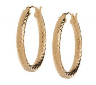 EternaGold 1 1/4 Chevron Pattern Hoop Earrings 14K Gold —