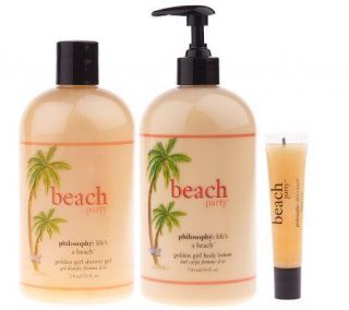 philosophy beach party island colada gel, lotion & lip shine trio 