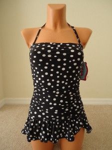 Coco Rave One Piece Polka Dot Swimsuit Swimdress New Sz 32D Cup Small