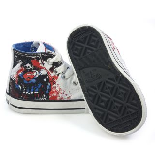 Converse Superman Print Hi White Red Toddlers Canvas Trainers