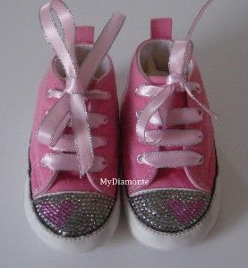 Pink Baby Converse Featuring Clear Swarovski Crystals Toddler/kids