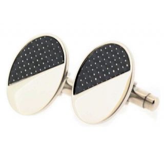 Forza Mens Steel and Black Oval Cuff links   J297224