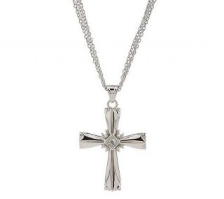 Steel by Design White Topaz Cross with 24 Multi chain —