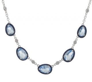   Sterling Capri Blue Diamonique Adjustable 18 Necklace —