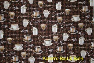 Coffee Shop Cup of Joe Java Kitchen 82x63 Curtains Drapes w Tiebacks