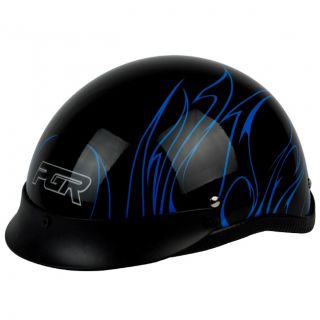 PGR B31 Convict Black Blue Motorcycle Dot Approved Half Helmet Chopper