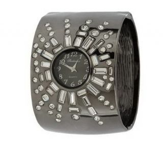 Shoshanna Bold Hinged Cuff Watch with Crystal Accents —