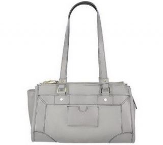 As Is Isaac Mizrahi Live Leather Triple Entry Satchel   A221024