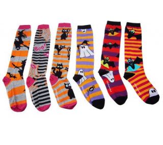 little missmatched 6 pack Kooky Halloween Knee High Socks   A228519