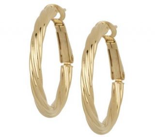 inch Twisted Hoop Omega Back Earrings 18K Gold —
