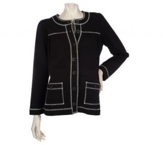 Sport Savvy French Terry Button Front Jacket with Contrast Stitch 