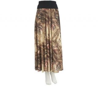 Women with Control Regular Printed Maxi Skirt with Foldover Waist 