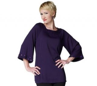 Joan Rivers Bell Sleeve Tunic with Jeweled Neckline   A220224